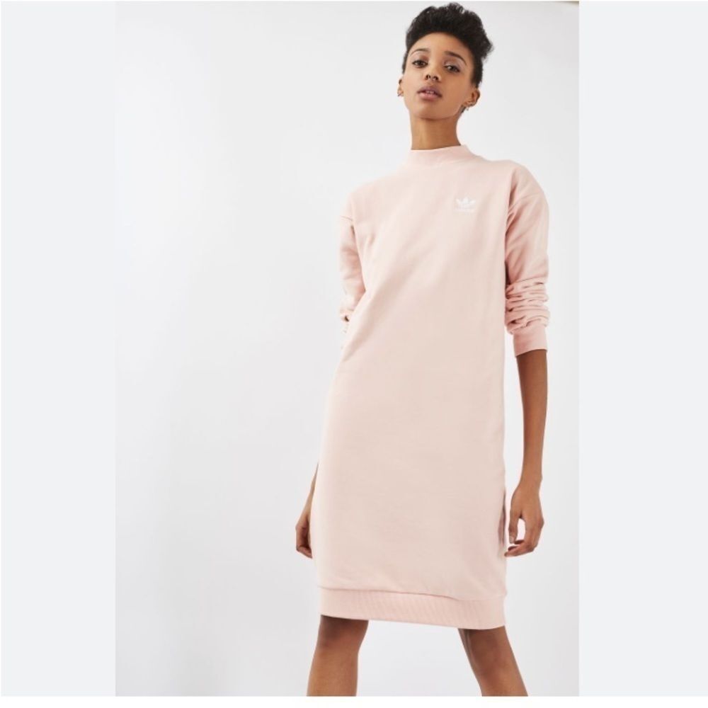 Sweatshirt  adidas pink midi street wear long sleeve lounge dress light blush